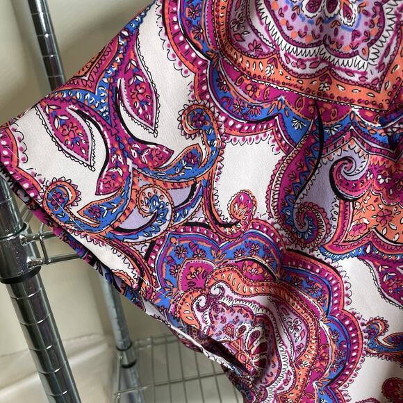 Catherines Women's Pink Blue Paisley Blouse Size‎ Petite 1XW Flowy Artsy Boho - Picture 9 of 13